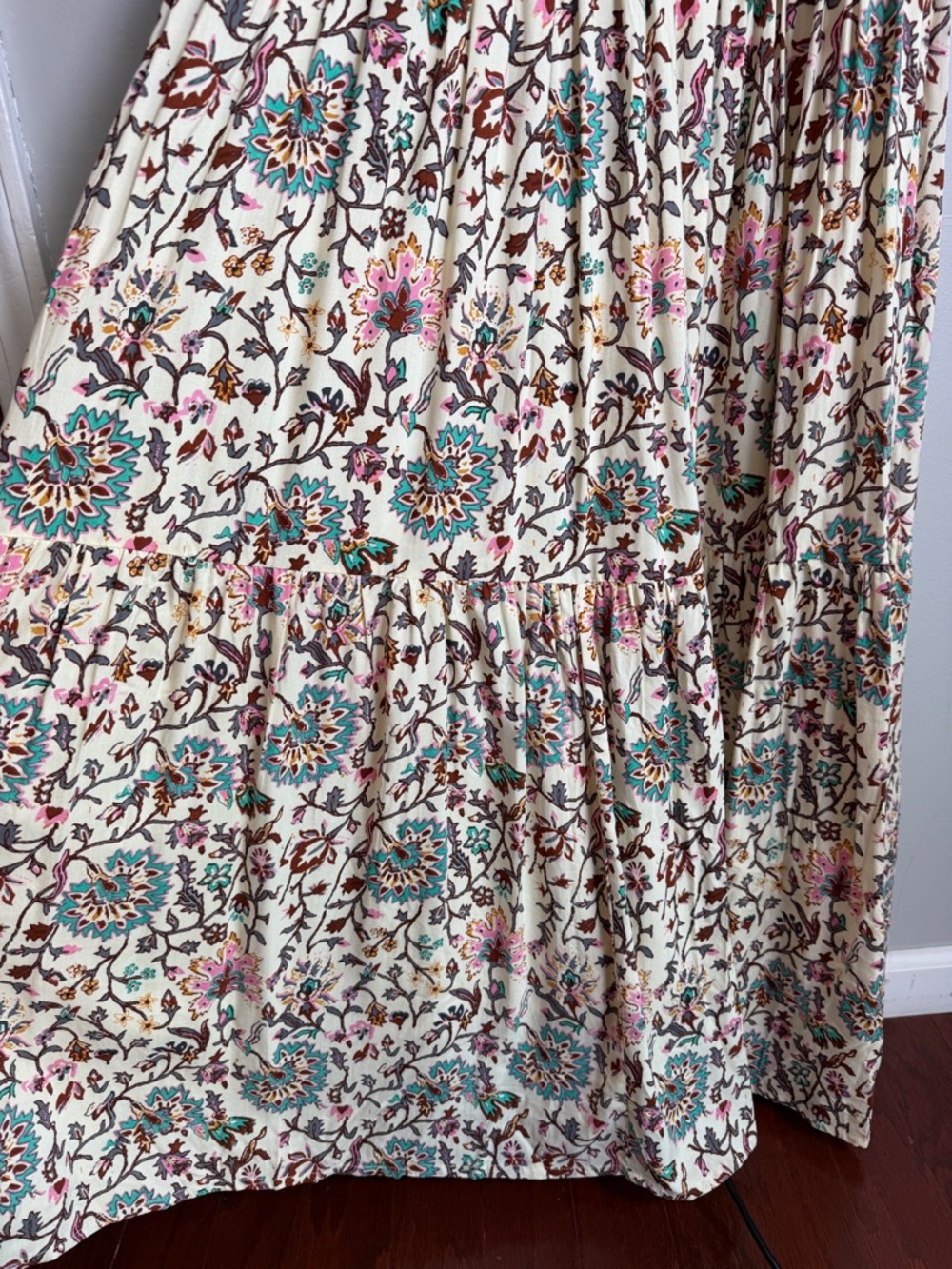 Raga Boho Floral Maxi Dress Cottagecoe Vintage-Inspo Tiered Sundress Cream XS - Picture 4 of 11